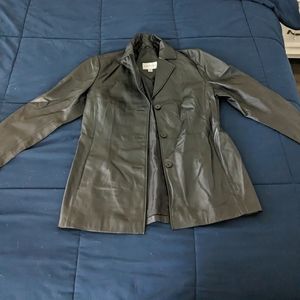 Button up leather jacket